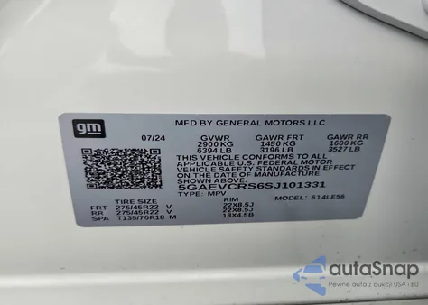 2025 Buick Enclave Avenir from USA, damaged, VIN 5GAEVCRS6SJ101331